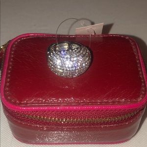 Crystal silver stretch cocktail ring